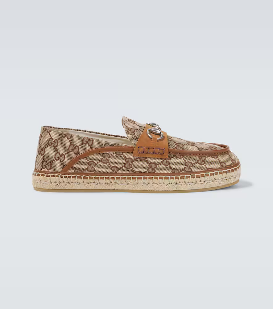 Gucci Horsebit GG Canvas jute-trimmed loafers | Mytheresa (US/CA)