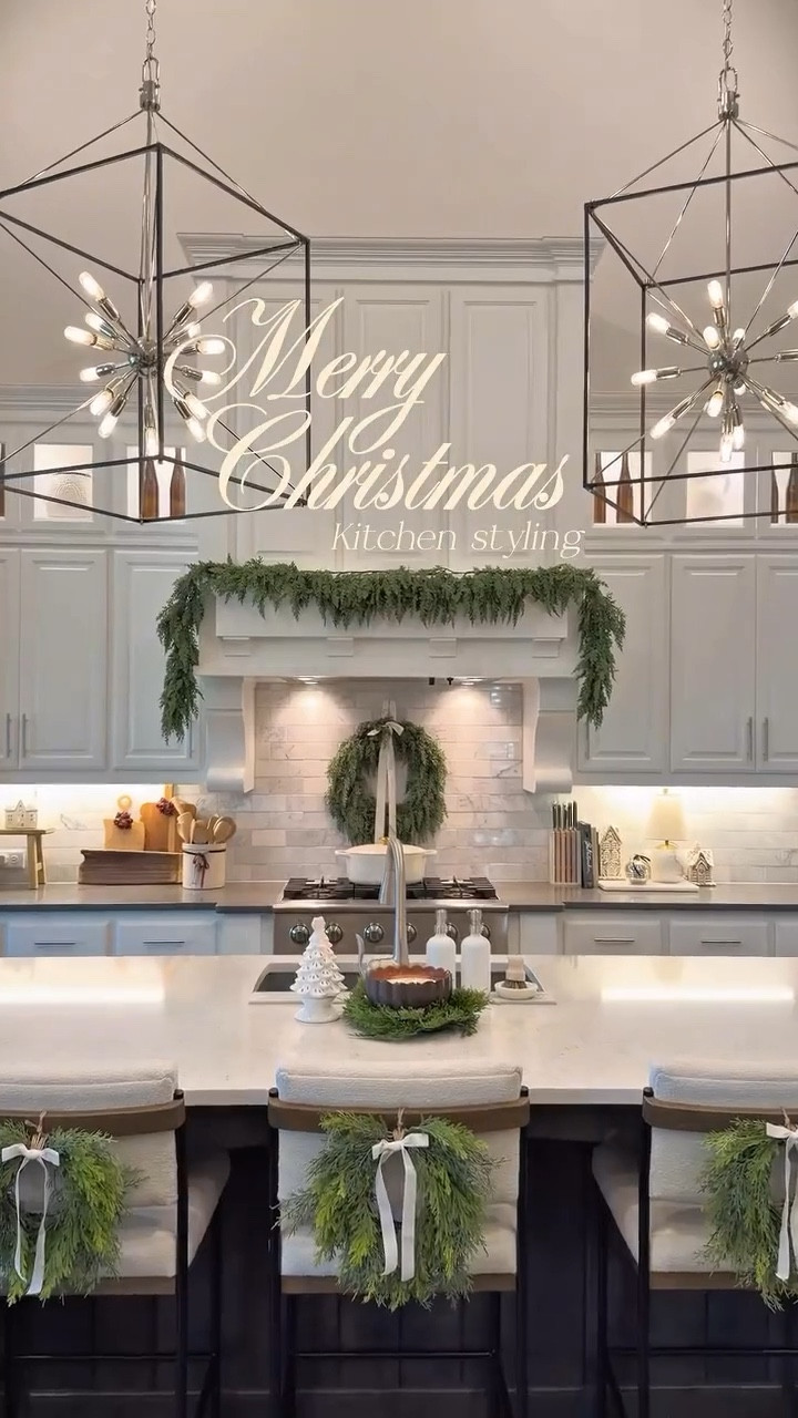 When we first moved in our home looked like a black and white movie (and honestly, I loved it 😂). But this Christmas I’m craving a warmer, layered look with lots of greenery without renovating a thing. It’s amazing how cozy and inviting a space can feel just by balancing tones, adding texture, and bringing in those natural holiday touches! Goodbye 2019 decor hello 2025 💚🎄

✨If this is your vibe, follow along for more holiday home inspo and favorite finds!
.
.
.

#christmashome #holidaydecorinspo #neutralchristmas
two toned kitchen, white cabinets, grey counters, modern organic, transitional home, timeless decor, christmas greenery, holiday kitchen decor, cozy neutral decor, studio mcgee style

#LTKHome #LTKSeasonal #LTKHoliday