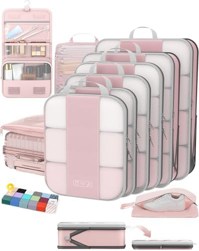 10 Set Compression Packing Cubes for Travel Essentials,Compressible Expandable Packing Cubes for ... | Amazon (US)