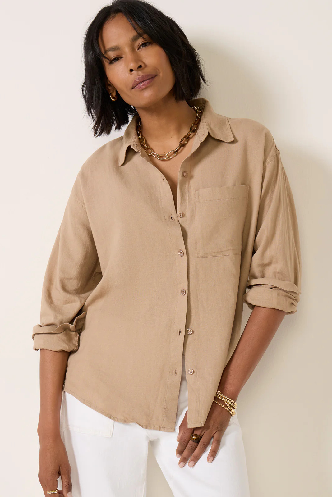 Z SUPPLY Women's Perfect Button Up Top, Size Medium, Taro Taupe | Evereve