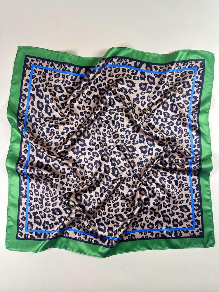 1PC Ladies Leopard Animals Print Square Scarf Elegant Neckerchief Bandana Women Satin Head Scarf Hair Accessories | SHEIN