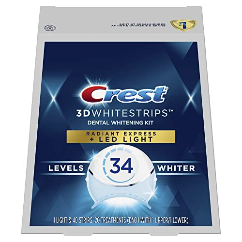Crest 3D Whitestrips Radiant Express Plus Light, Crest With LED Accelerator Light, Teeth Whitening Strip Kit, 40 Strips (20 Count Pack), Crest Teeth Whitening Strips with Light, Teeth Whitening Kit | Amazon (US)