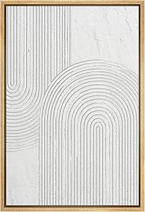 SIGNWIN Framed Canvas Print Wall Art White Retro Geometric Line Spiral Duo Abstract Shapes Illust... | Amazon (US)