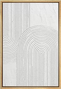 SIGNWIN Framed Canvas Print Wall Art White Retro Geometric Line Spiral Duo Abstract Shapes Illust... | Amazon (US)