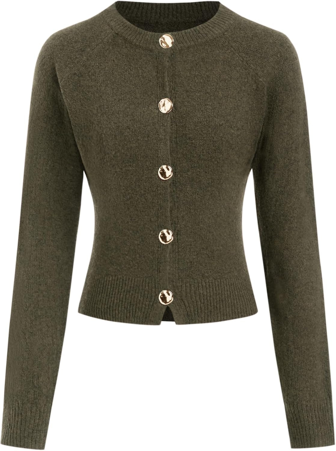 CIDER Women's Knit Cardigan Round Neck Metal Button Long Sleeve | Amazon (US)