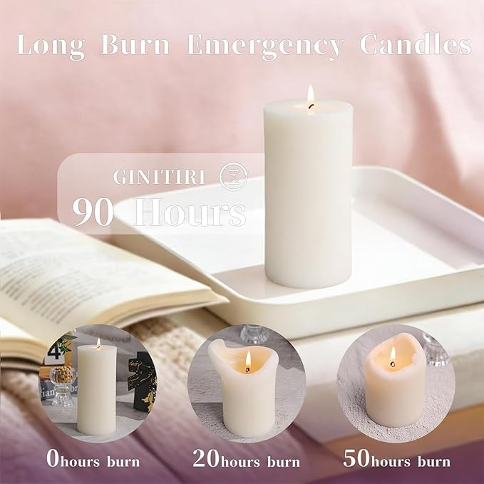 6 Pack Natural Ivory Soy Pillar Candles, 2.8x6 in Hand-Poured Unscented Soy Wax Candles, 540 H Bu... | Amazon (US)