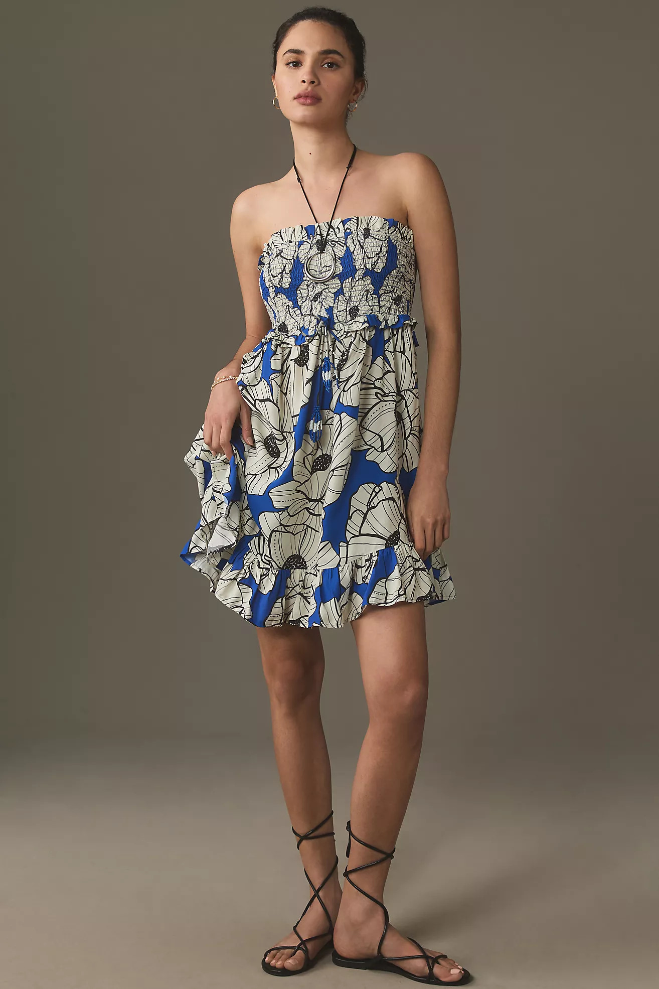 Farm Rio x Anthropologie Strapless Smocked Ruffle Mini Dress | Anthropologie (US)