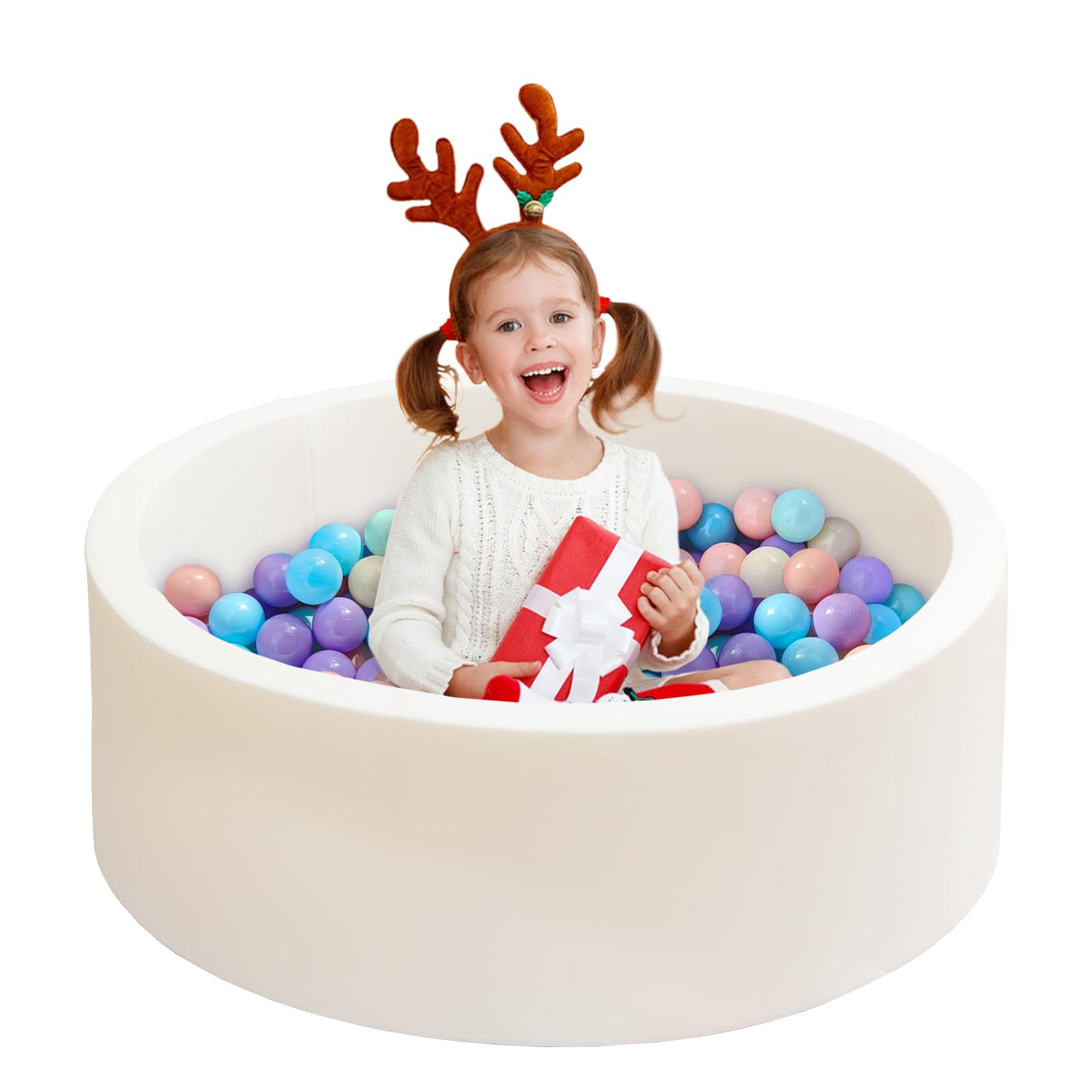 Baby Ball Pit for Toddlers, 47.2" x 13.8" Foam Ball Pit for Kids, Soft Round Ball Pool for Baby, ... | Amazon (US)