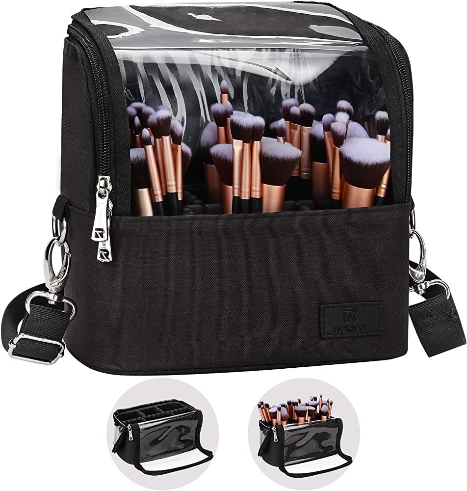 Makeup Brush Case Stand-up Makeup Cup Makeup Brush Holder Travel Professional Cosmetic Bag Artist... | Amazon (US)