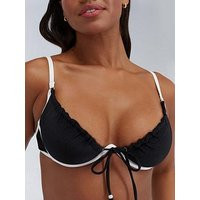 Boux Avenue Ibiza Piped Plunge Bikini Top - Black | Very (UK)