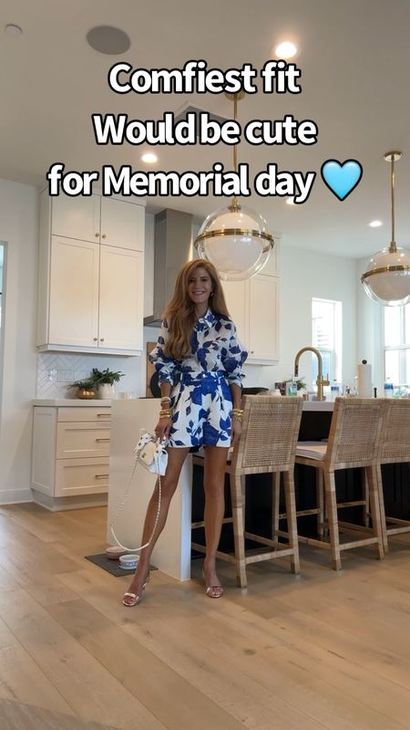 Love this blue and white matching set! Comfy & easy- would be fab for memorial day. Also wear the top with jeans, the shorts with a tank! Runs true to size 

#LTKFindsUnder100 #LTKTravel #LTKOver40