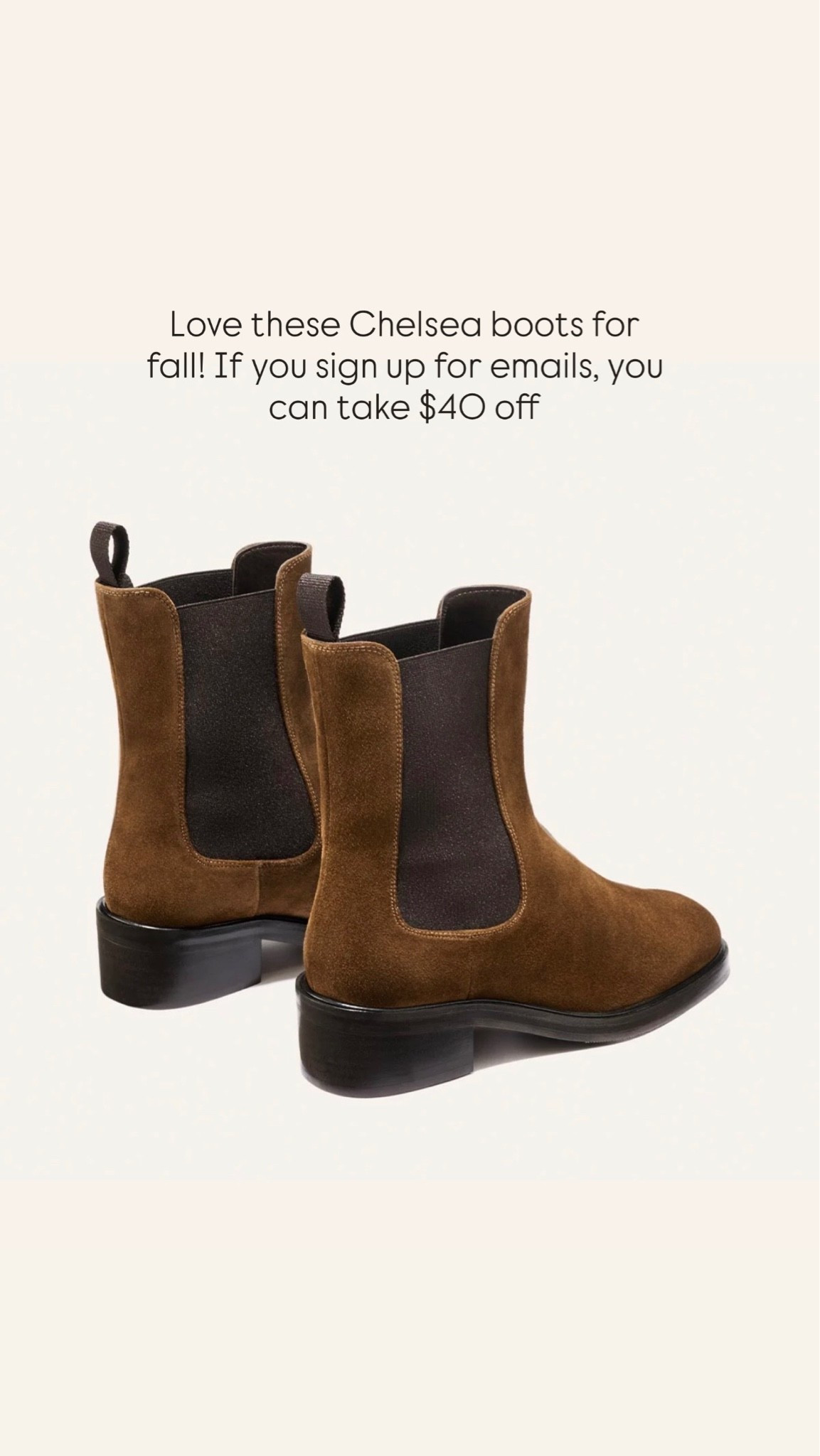 Love these Chelsea boots for fall! If you sign up for emails, you can take $40 off @Margaux 🍂

#LTKOver40 #LTKootd #LTKSeasonal