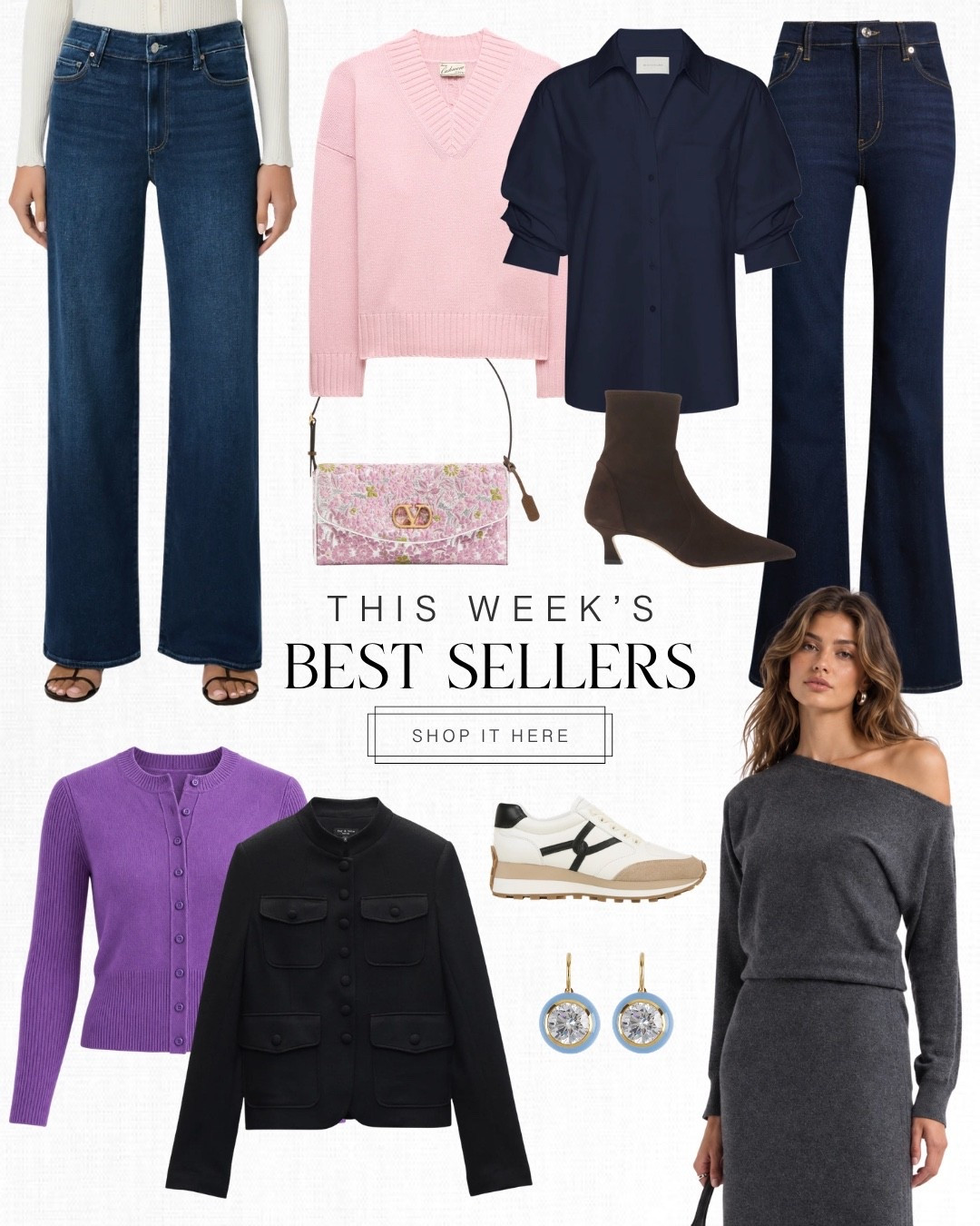 Top 10 Best Sellers: This Brochu Walker button-up is truly one of the best purchases I’ve made all year. It’s a bit of a splurge but it’s such a great basic, looks so polished and it has permanently ruched sleeves which is so convenient. I love a dark wash pair of denim this time of year and these Frame jeans are so flattering (petite sizes below). Colorful sweaters are a great way to bring more life into your fall outfits and I’m loving these two!