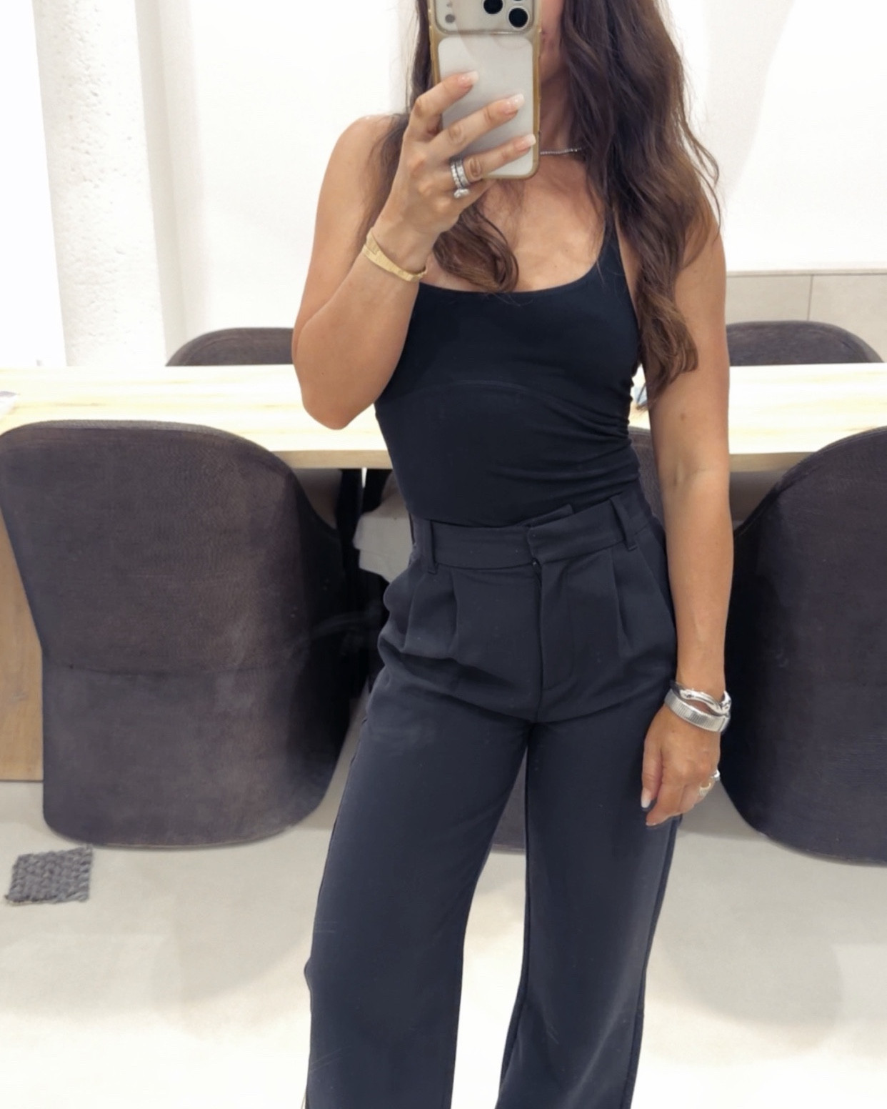 Causal happy hour fit! 
Pants are abercrombie top is  the zara seamless halter. 

 #trouser #halter #chanelsandals #zara #abercrombie 

#LTKdayinmylife #LTKgrwm #LTKootd