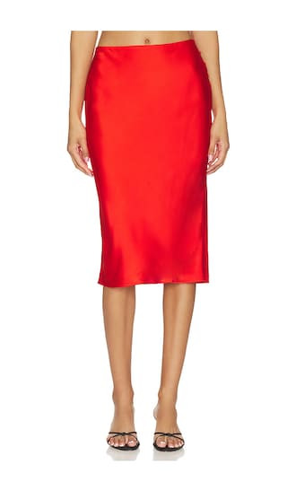 Zoe Midi Skirt in Red | Revolve Clothing (Global)