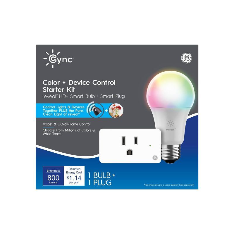 GE CYNC Reveal Smart Full Color Light Bulb with Smart Indoor Plug Bundle | Target