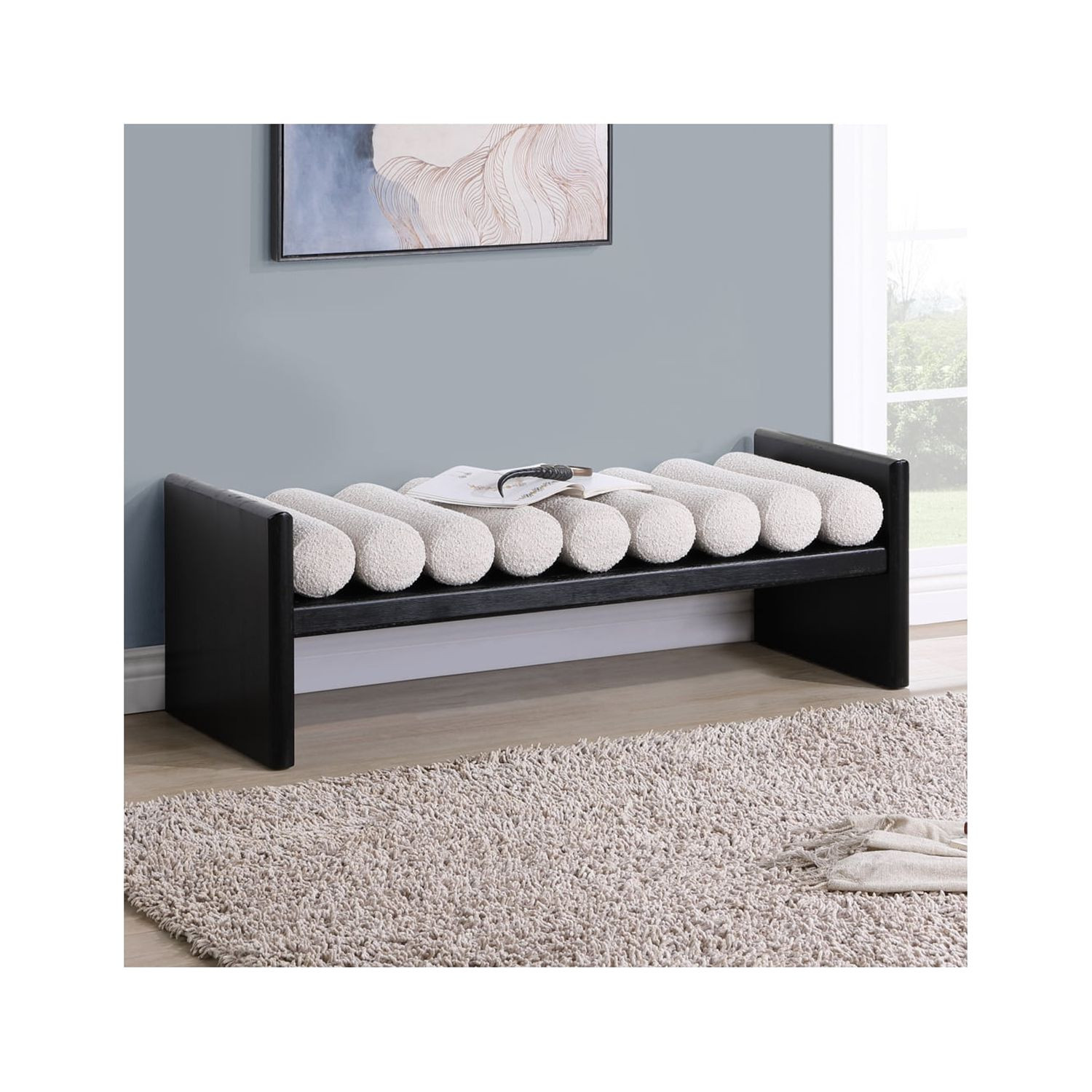 Magnus Black Wood Bedroom Big Bench | Walmart (US)