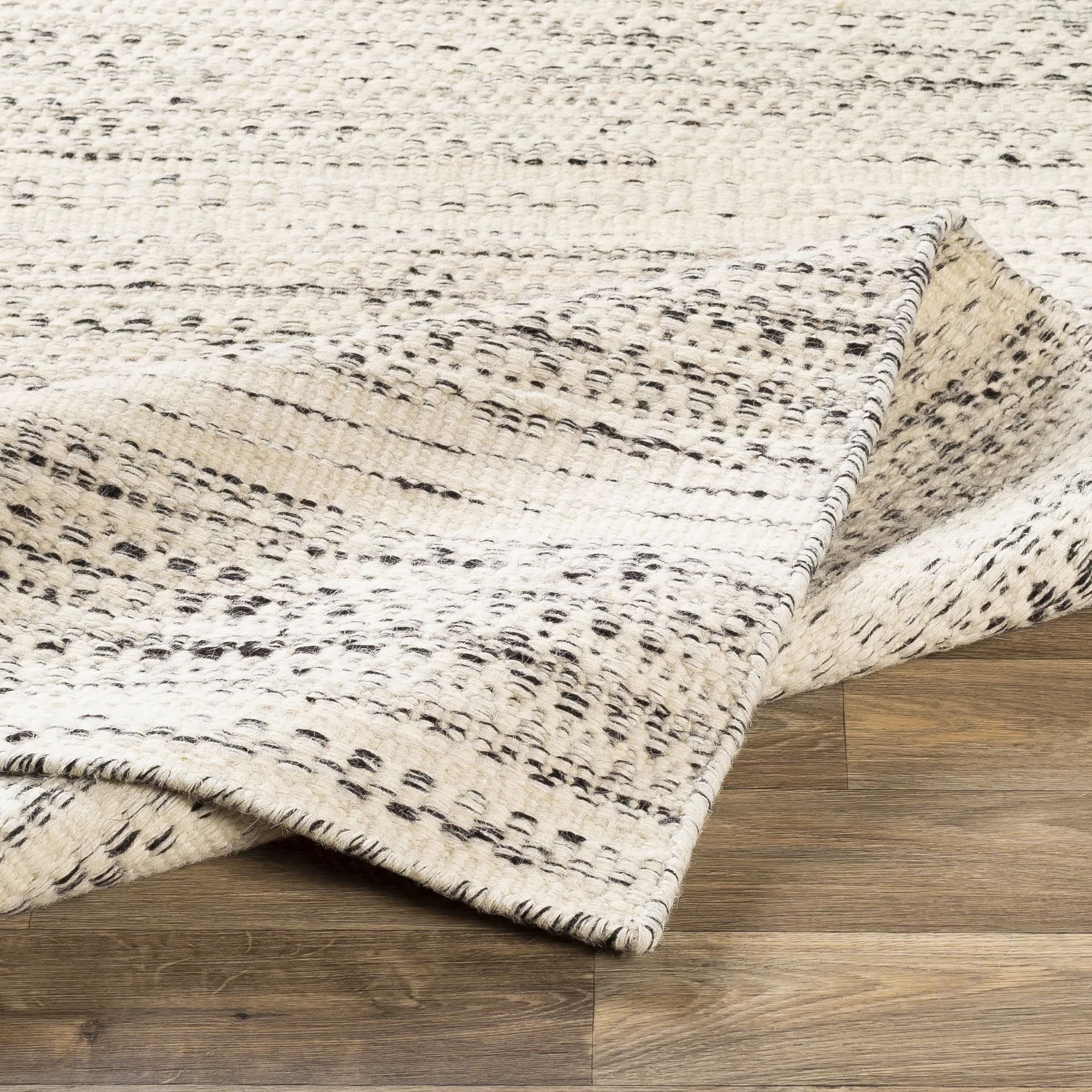 Sylvie Chevron Handmade Flatweave Wool Area Rug in Cream/Black | Wayfair North America