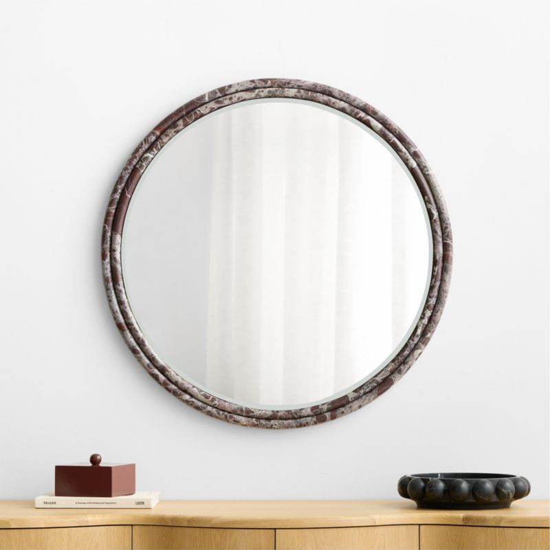 Paint the Lines Round Marble Wall Mirror by Venus Williams | Crate & Barrel