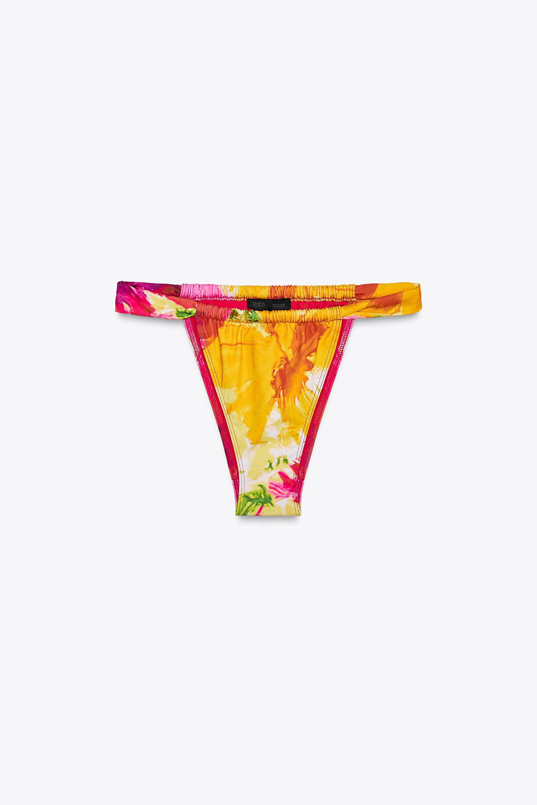 PRINTED TIE-SIDE BIKINI BOTTOMS | Zara UK