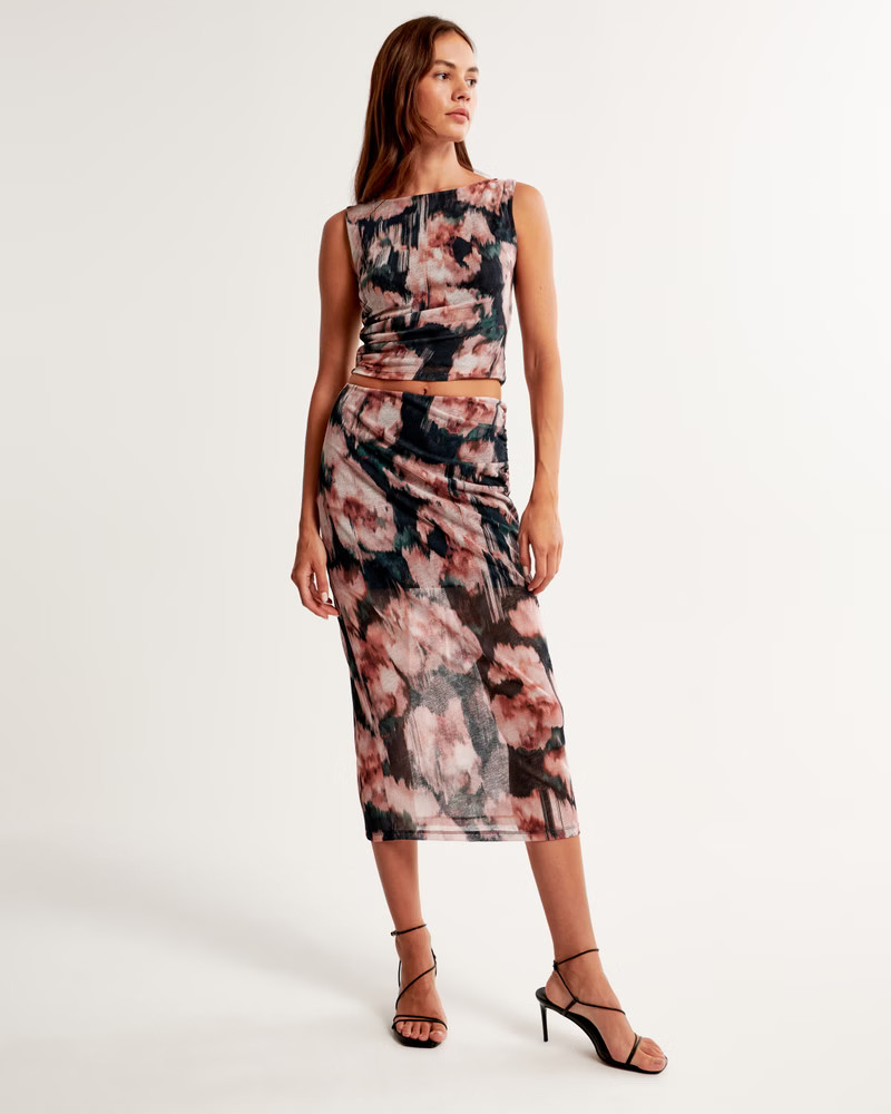 Mesh Midi Skirt | Abercrombie & Fitch (US)