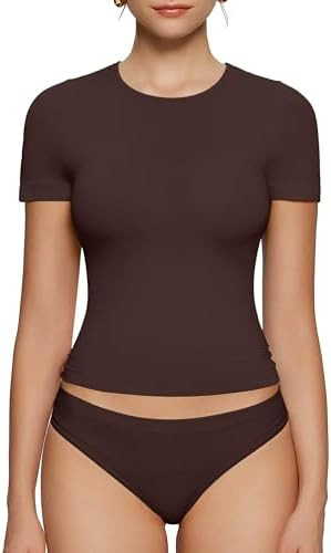 OEAK Womens T-Shirts Short Sleeve Shirts Crew Neck Basic Tees Soft Smoothing Seamless Tshirts Sli... | Amazon (US)