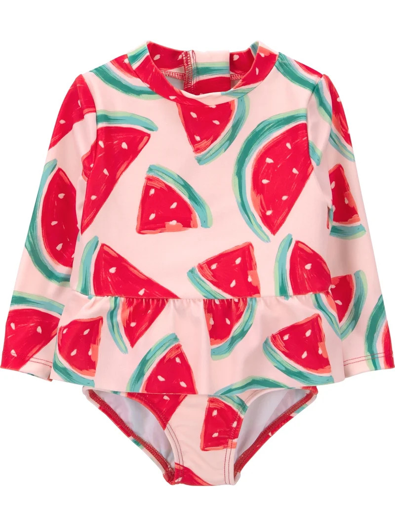 Carter's Child of Mine Baby Girl Rash Guard Swimsuit, One-Piece, Sizes 0/3-12 Months | Walmart (US)