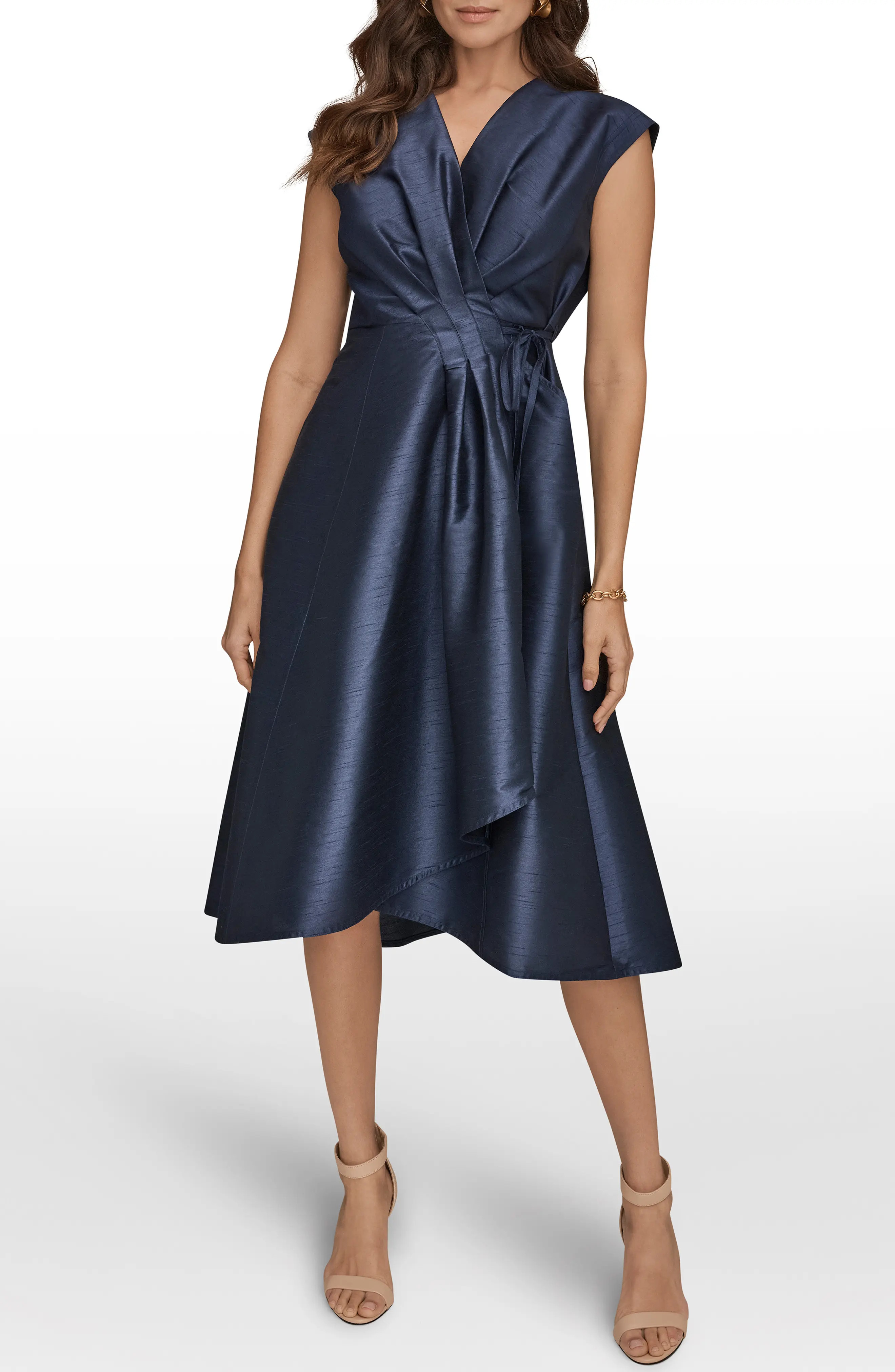 Donna Karan New York Taffeta Wrap Midi Dress (Women) | Nordstrom | Nordstrom