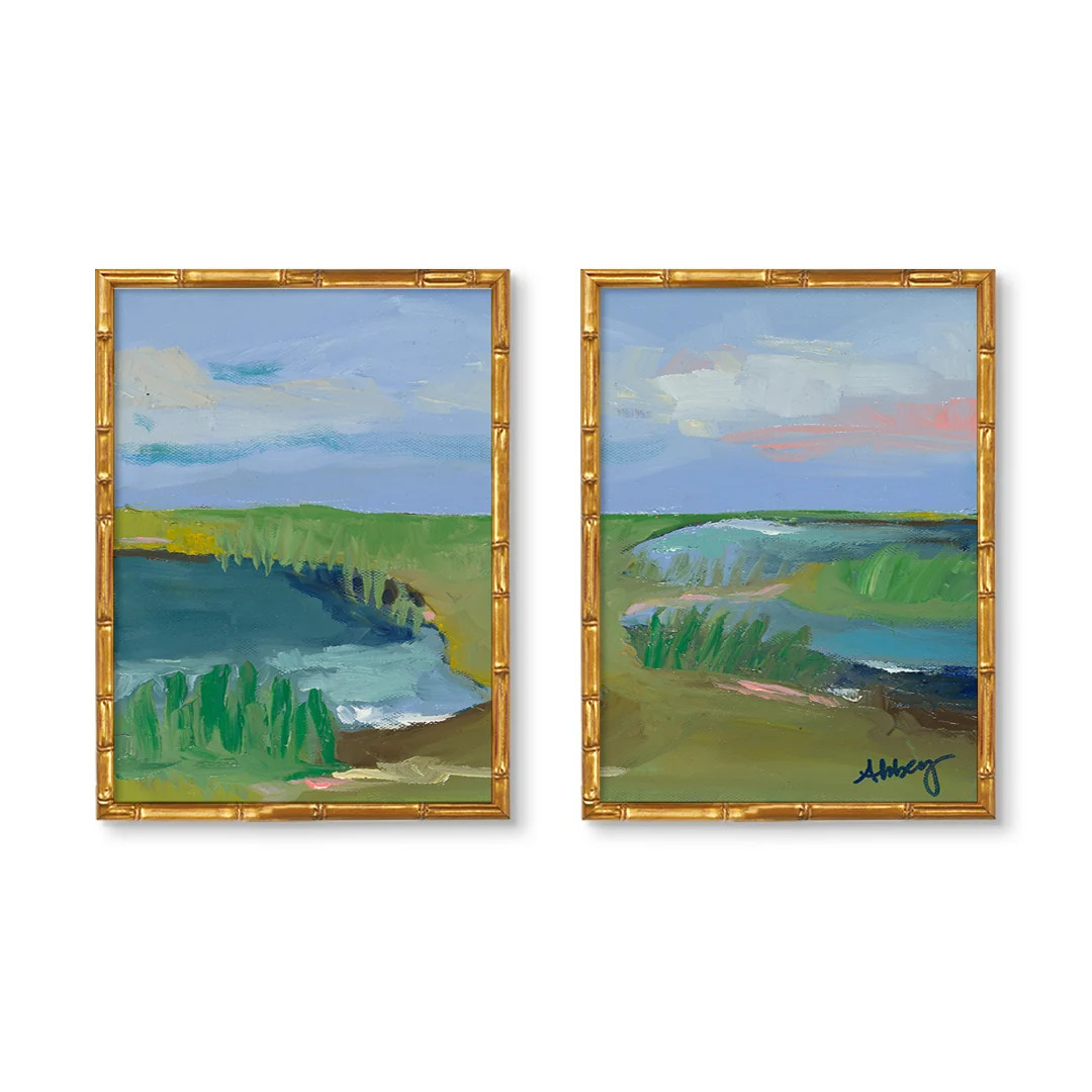 The Colors of Sullivans Island Split by Abbey Mueller | Coastal Marsh Art Pair | Urban Garden Prints