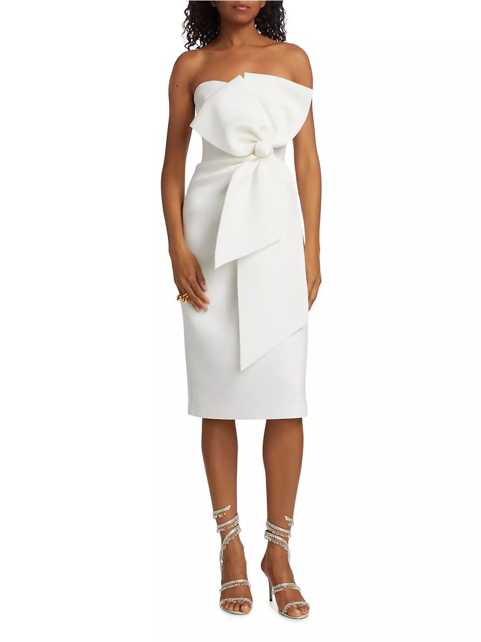 Scuba Bow Strapless Midi dress | Saks Fifth Avenue