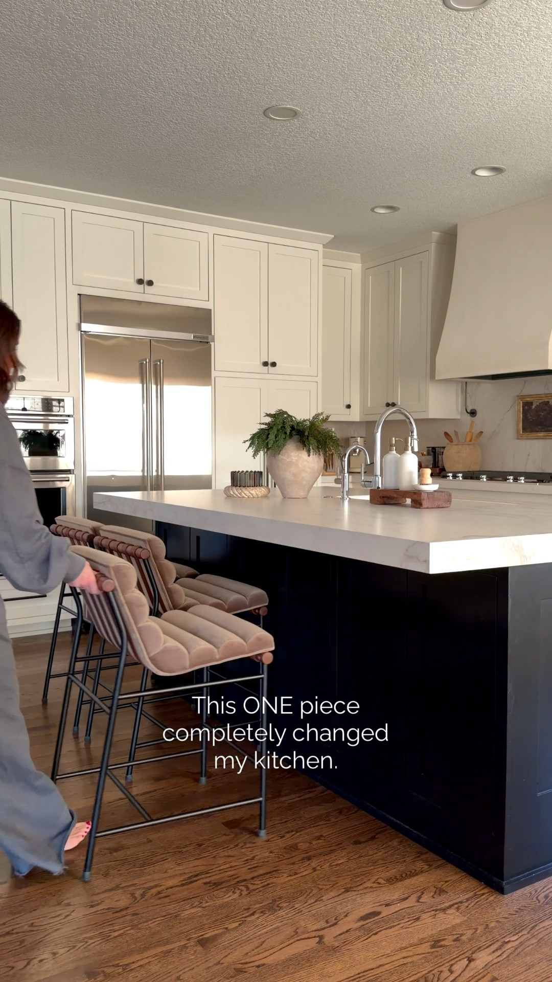 These counter stools COMPLETELY changed the look of our kitchen. I'm soooo impressed with the quality and feel of the mushroom velvet fabric and the details look so luxurious! Bonus...they're on HUGE SALE!!!

@DENVERMODERN #blackfridaysale #kitchenstools #counterstools #barstools kitchen counter stools, kitchen renovation, Christmas kitchen, neutral furniture, kitchen styling

#LTKSaleAlert #LTKHome #LTKCyberWeek