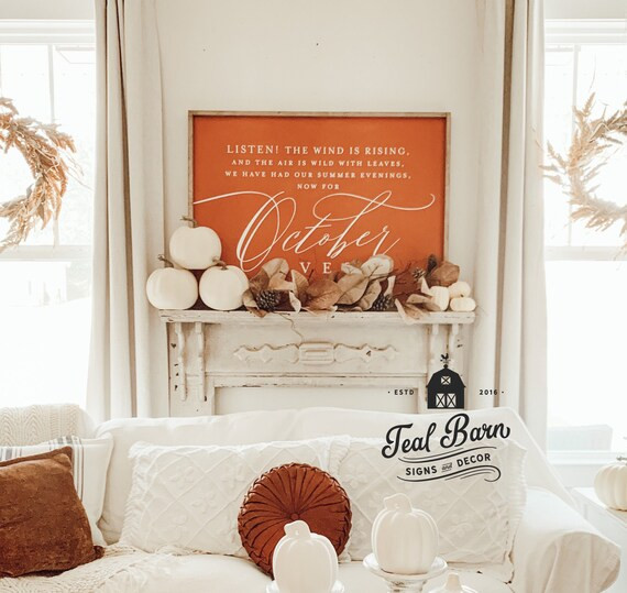 October Eves Fall Autumn Halloween Sign Hand Painted Framed | Etsy | Etsy (US)