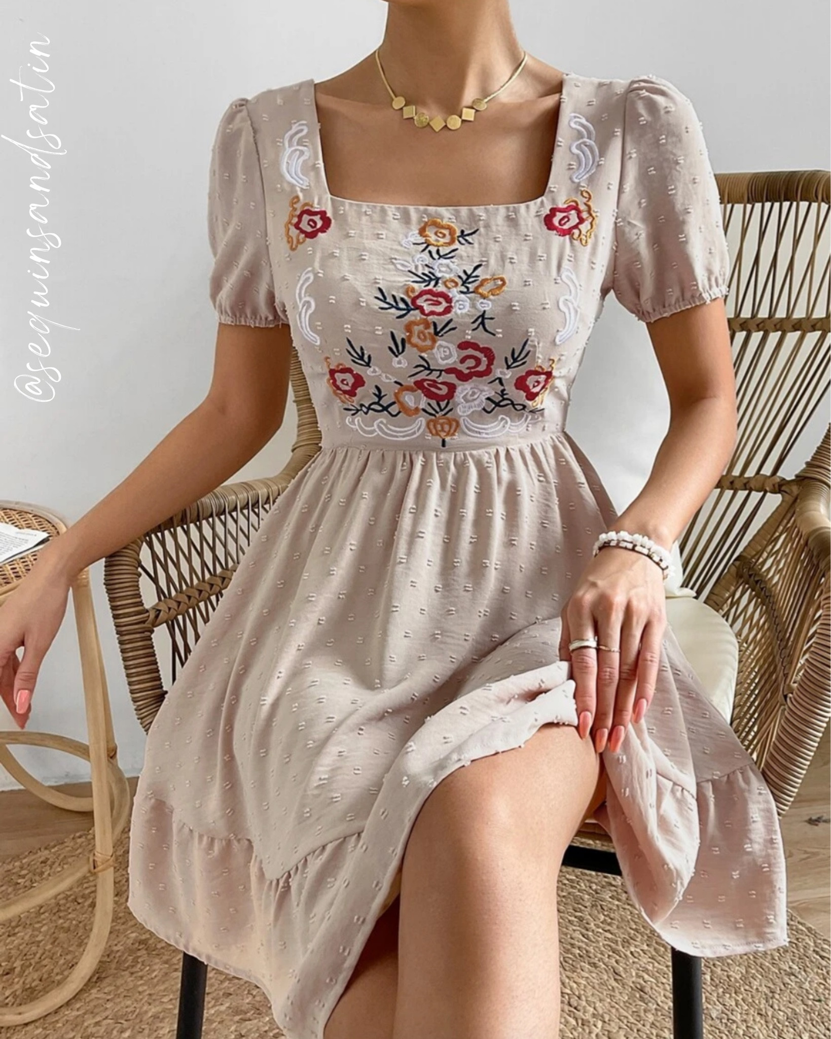 white embroidered dress shein Egypt Shein White Dress – Girlie At Heart main image 0