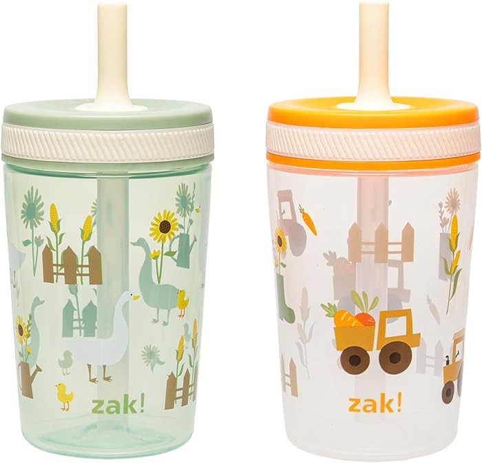 Zak Designs Kelso Toddler Cups For Travel or At Home, 15oz 2-Pack Durable Plastic Sippy Cups With... | Amazon (US)