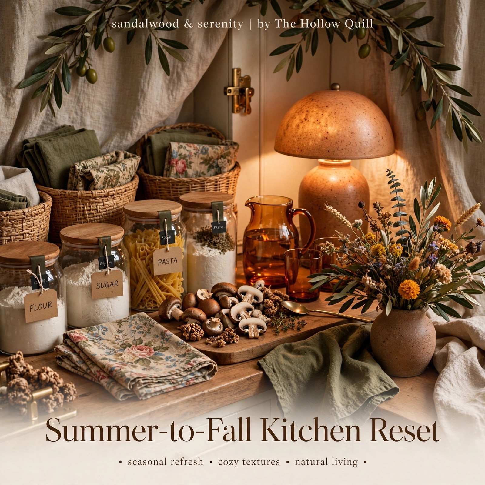 Summer-to-Fall Quick Kitchen Reset
My no-paint, quick reset to take our kitchen from summer chaos to cozy fall-ready before the school rush. I'm sharing how I styled a calm command center wall with the ApolloSigns digital calendar + Big Wall Decor linen peel & stick wallpaper, plus my go-to organization from CVS Creations, Sur La Table, and Amazon that actually makes mornings easier.
Everything is linked below - fridge bins, water bottle organizer for Stanley/Owala, lunch packing station, amber glass, wood boards, olive towels, woven baskets & my favorite vintage floral textiles.

Tap to shop the entire kitchen reset.

Sandalwood & Serenity | by The Hollow Quill
thehollowquill.com
#LTKHome #LTKSeasonal #LTKBackToSchool

#LTKSeasonal #LTKmomlife #LTKmorningroutine