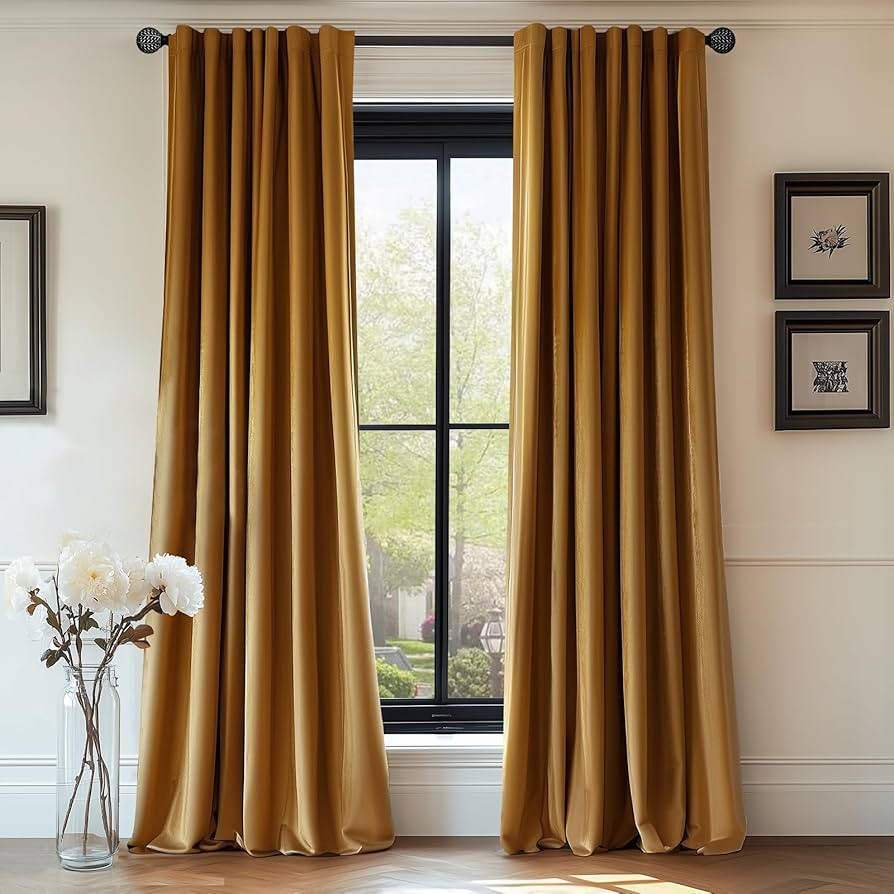 Lazzzy Velvet Blackout Curtains Brown Thermal Insulated Drapes for Bedroom Living Room Darkening ... | Amazon (US)
