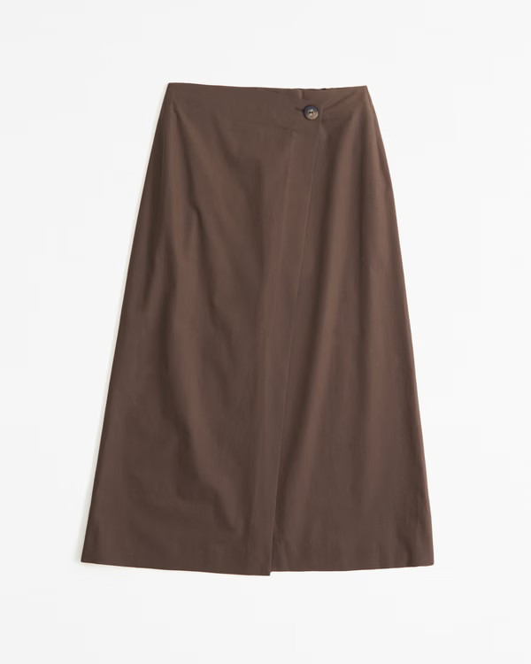 Poplin Wrap Midi Skirt | Abercrombie & Fitch (US)
