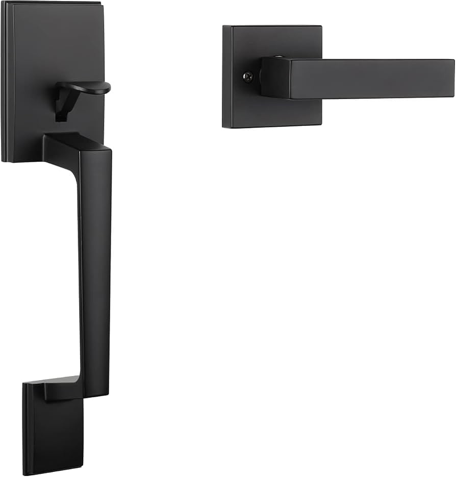Haidms Matte Black Front Door Handle, Single Cylinder Exterior Door Entry Handle with Door Lever,... | Amazon (US)