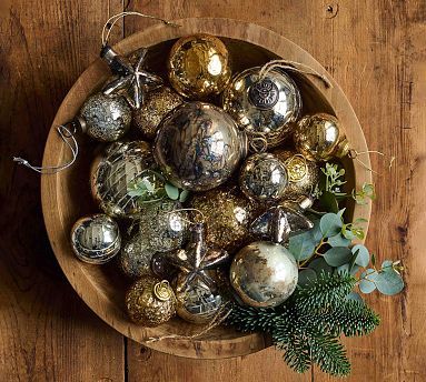 Mouth Blown Antique Gold & Brass Ball Ornaments - Set Of 6 | Pottery Barn (US)