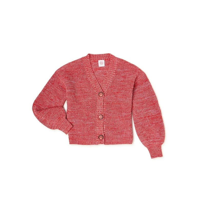 Wonder Nation Girls Long Sleeve Button-Front Cardigan Sweater, Sizes 4-18 & Plus - Walmart.com | Walmart (US)