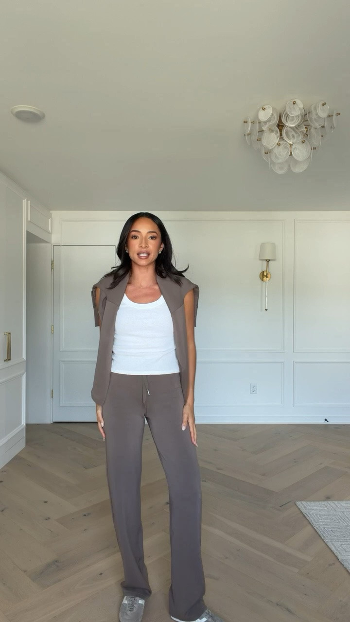 The entire Spanx site is 20% OFF with code LTK20!! This material is my favorite of all time for loungewear, travel and my go-to airport outfit! The straight leg pant is so flattering and still comfortable with a stretchy but compressive waistband - perfect for postpartum! Wearing size S tank, size S long sleeve top and size XS straight leg pant Travel outfit

#LTKSeasonal #LTKSaleAlert #LTKTravel