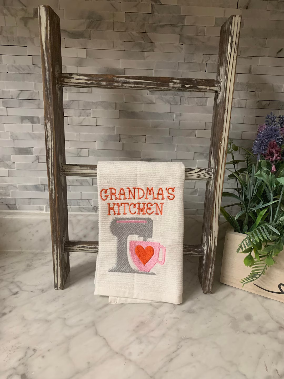 Grandma's Kitchen Embroidered Dish Towel, Valentine's Day Gift for Grandma, Birthday Present for ... | Etsy (US)