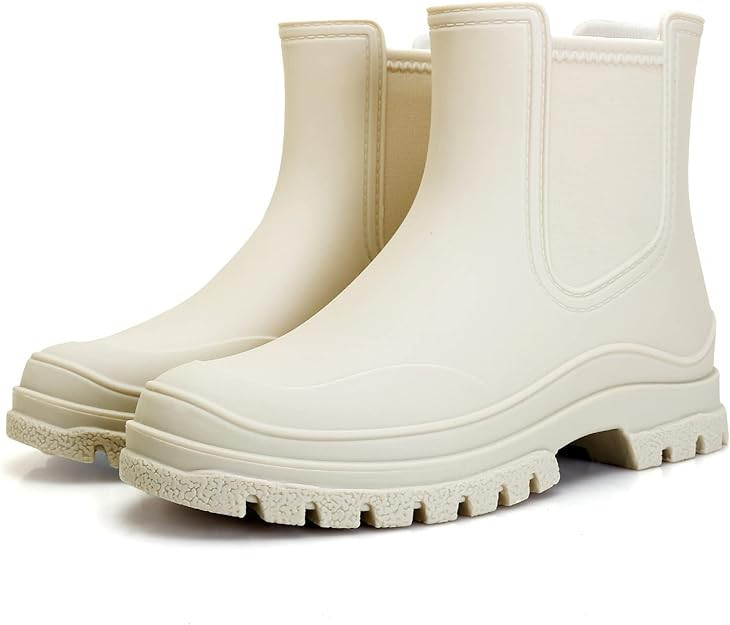 Hsttgsr Women's Rain Boots, Comfortable Elastic Adult Ankle Booties, Fashion Mid Heel Chelsea Boo... | Amazon (CA)