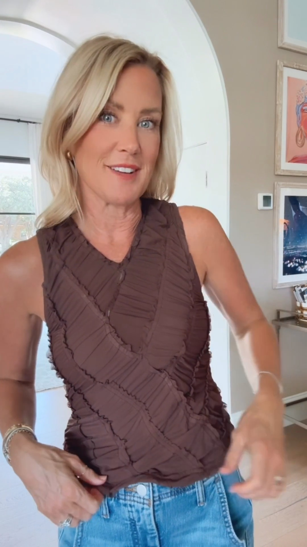 This brown top is so good! I can already think of so many fun ways to style it.

#LTKOver40 #LTKSeasonal #LTKgrwm