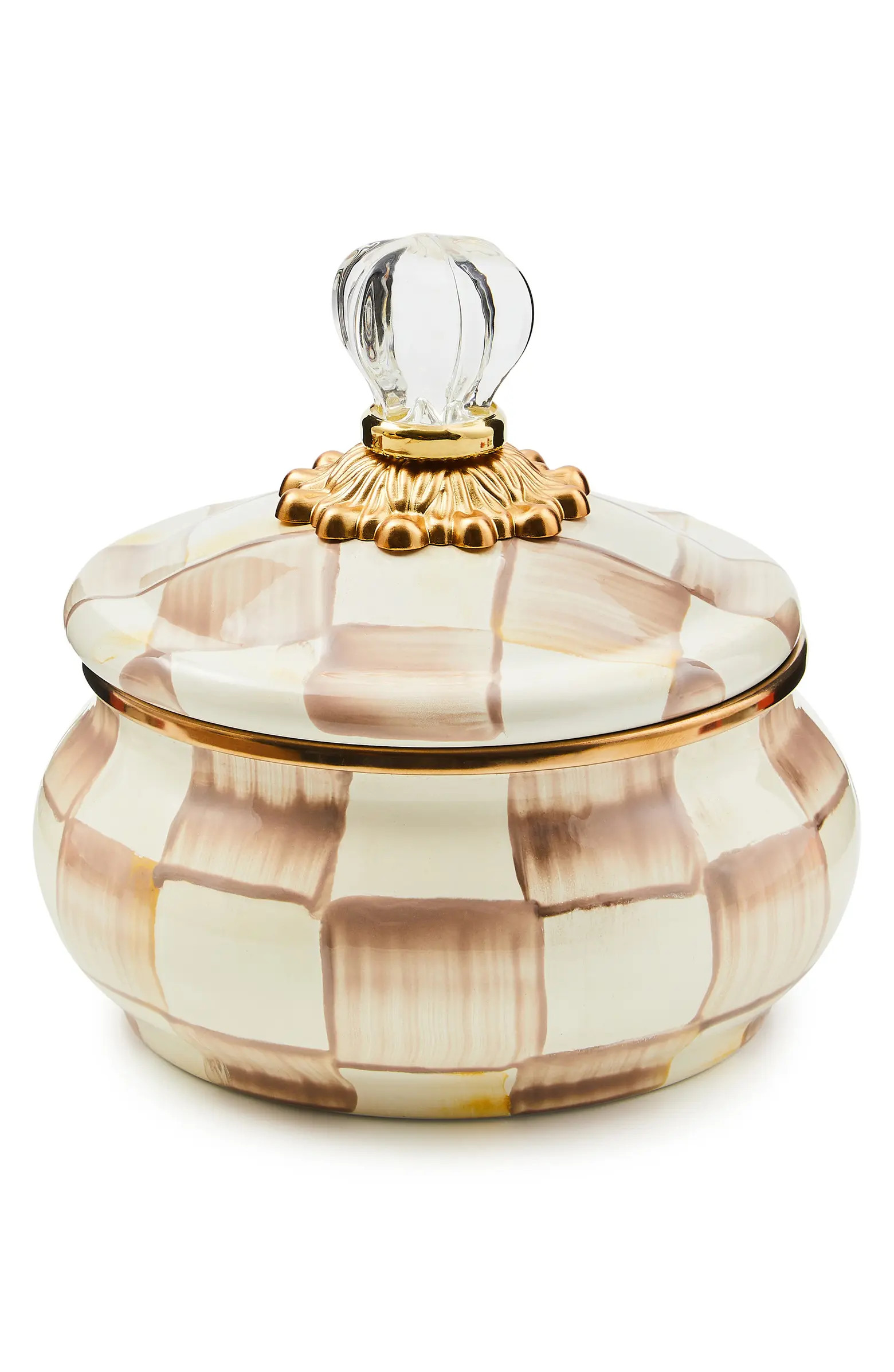 Mocha Check Enameled Steel Squashed Pot | Nordstrom