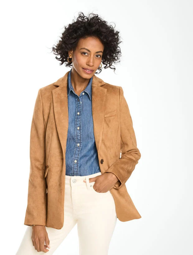Faux Suede Blazer | Talbots