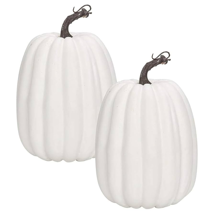 WESAPPINC Artificial Pumpkins,2PCS White Fake Pumpkins Large Faux Pumpkins for Autumn Thanksgivin... | Amazon (US)