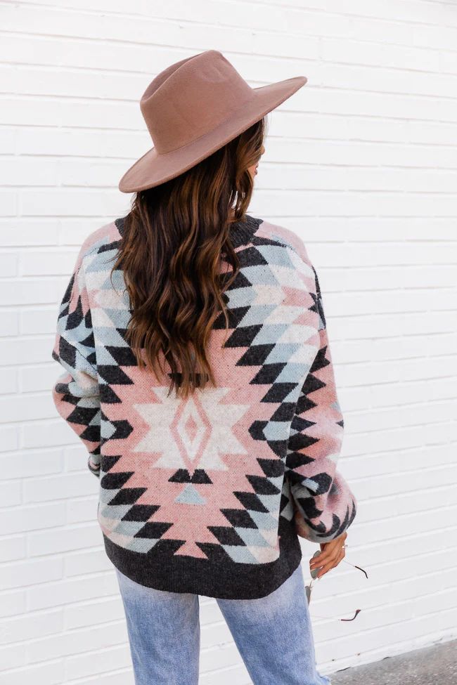 Sing The Tune Charcoal Oversized Southwestern Print Cardigan | The Pink Lily Boutique