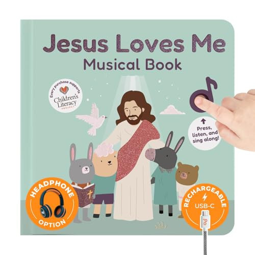 Cali's Books Jesus Loves Me Music Book Toddlers 1-3 Years Old - Christian Musical Book, Headphone Jack, Interactive Baby Sound Book, Singing Toy Children Girls Learning Song Toy Toddler Boys | Amazon (US)