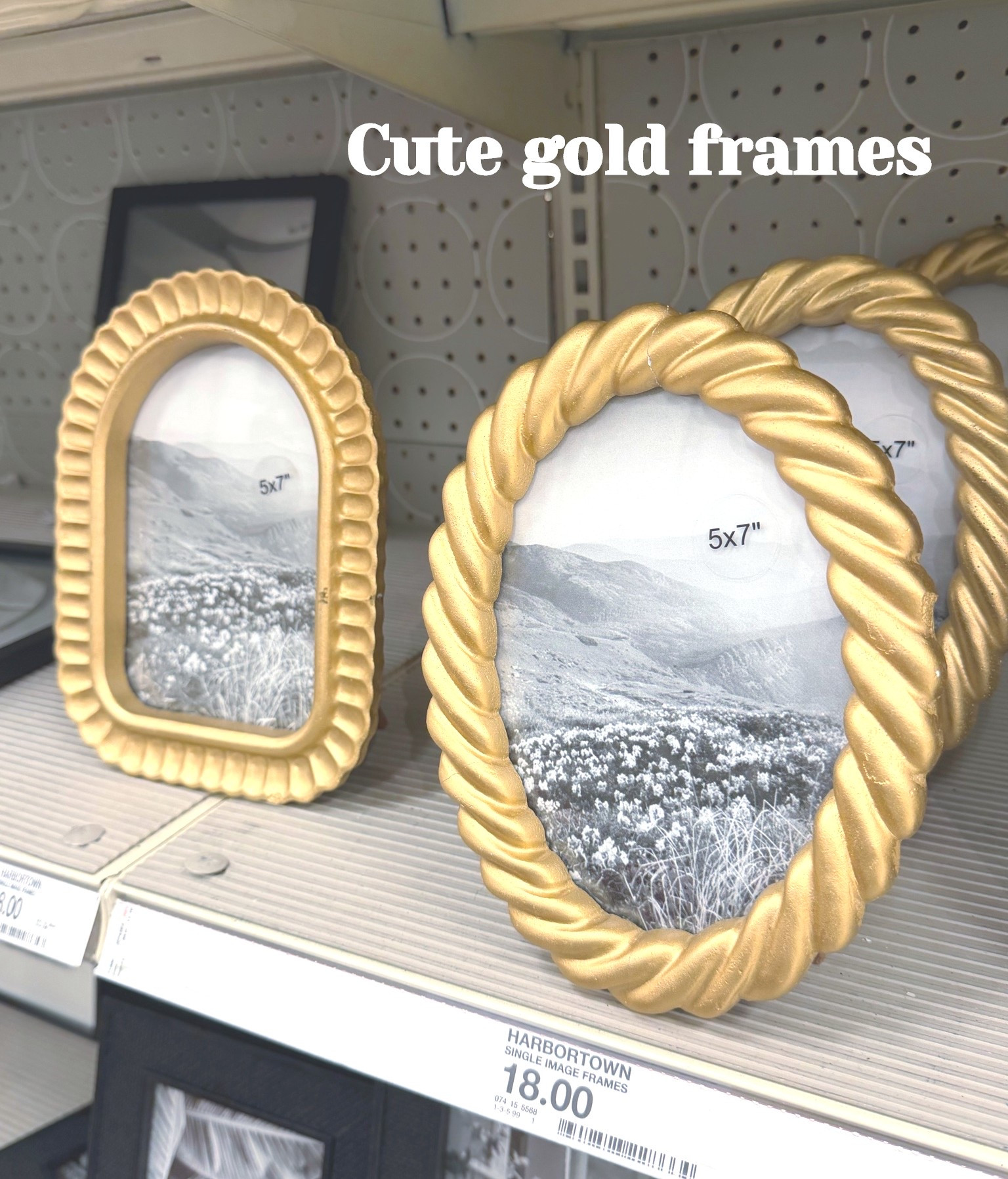 Harbortown 5"x7" Petal Arched Table Picture Frame Gold & Coiled Oval Table Picture Frame Gold
